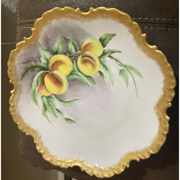 Antique‎ Rosenthal Porcelain Monbijou Bavaria Hand Painted Peaches Plate Signed - Picture 1 of 6